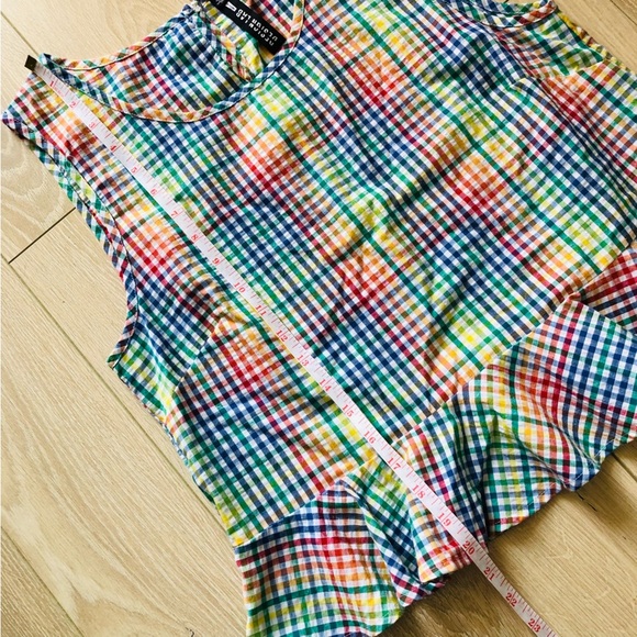 Design Lab Lord & Taylor Rainbow Gingham Top - Picture 4 of 9
